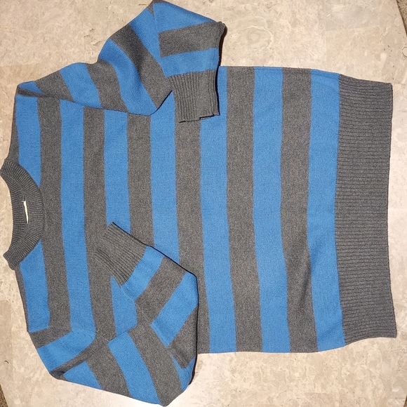 Boys Blue/Gray Striped Cotton Sweater - Picture 1 of 6